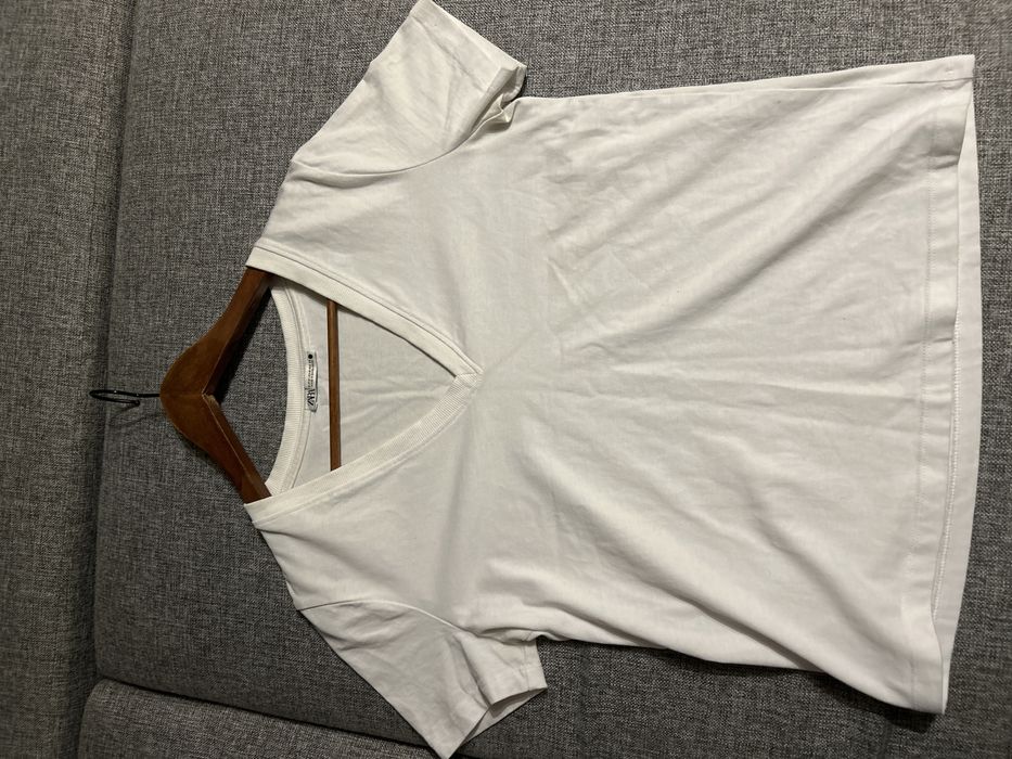 Biały t-shirt bawełniany Zara M