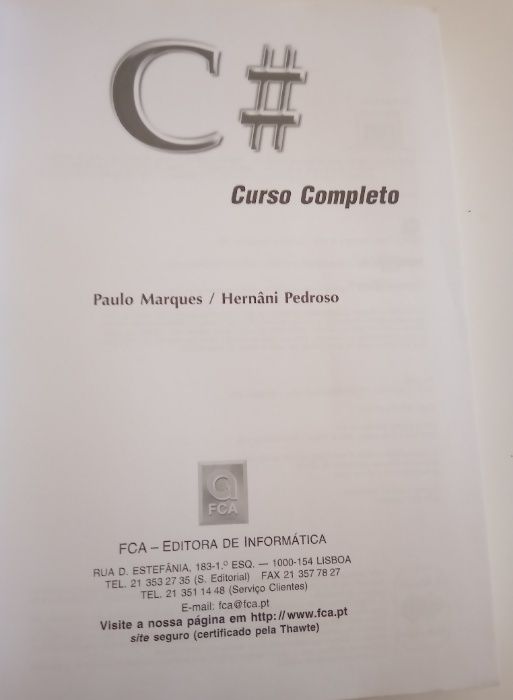 C# Curso Completo, de Paulo Marques e Hernâni Pedroso