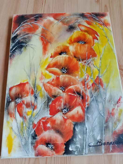 Maki ręcznie malowane na płótnie 30/40 cm