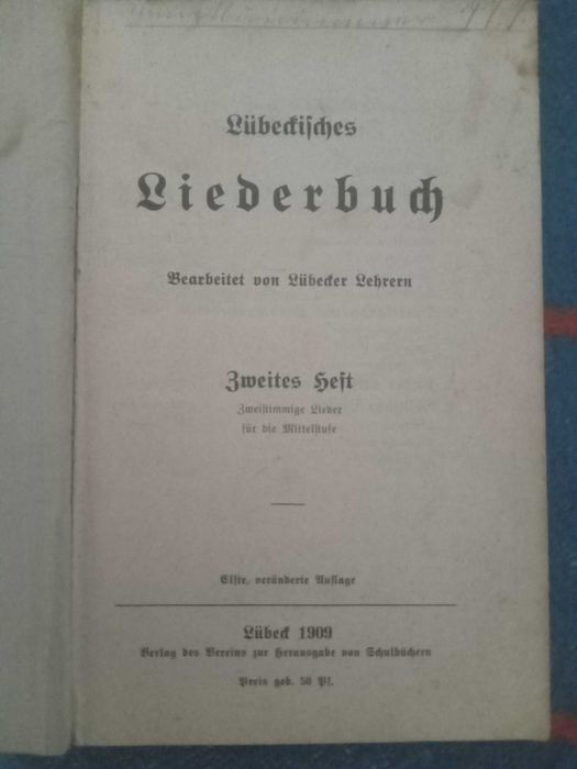 Любекский Песенник второй выпуск 1909 на немецком языке