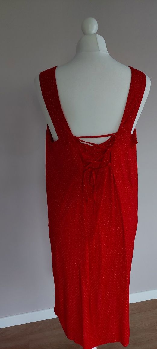 C&A czerwona w kropki sukienka bez rękawów 44