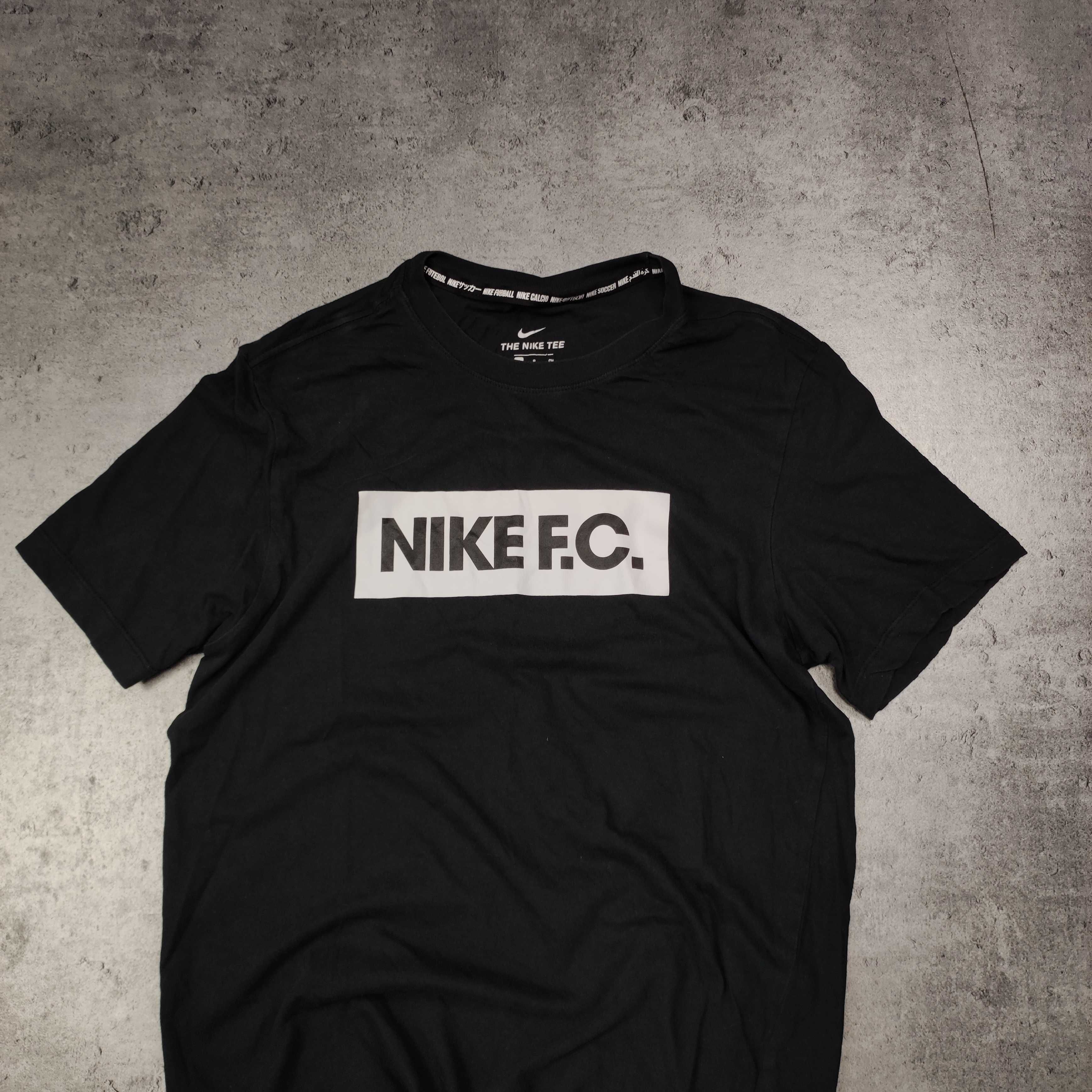MĘSKA Koszulka Sportowa Bawełna Czarna Duże Logo Nike FC Football