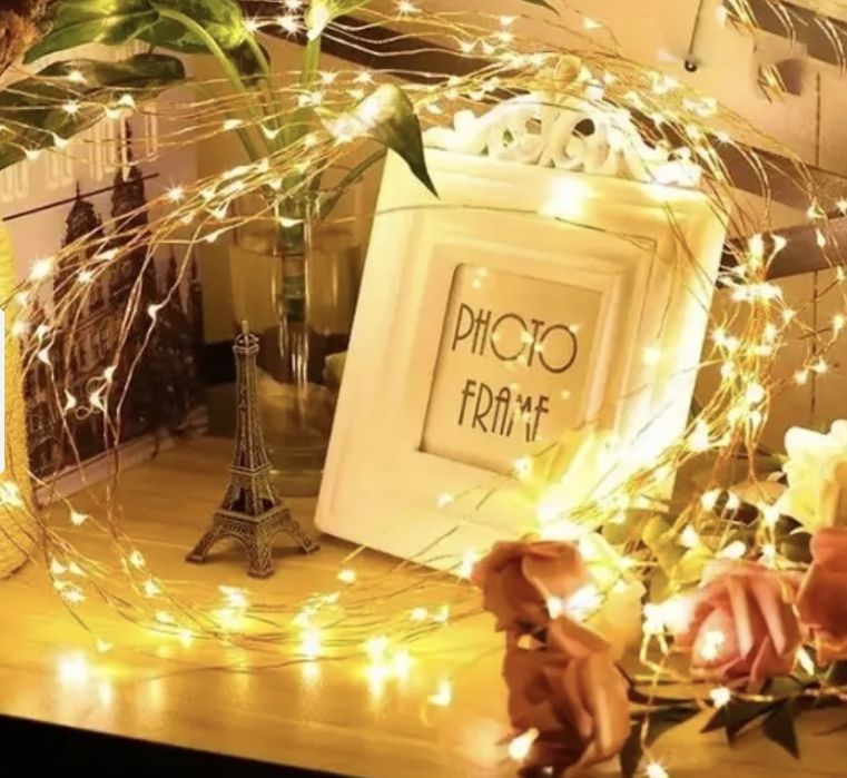 Гірлянда нитка роса 10 м USB + батарейка