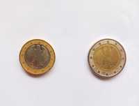 Moedas raras de 1 e 2 euros.