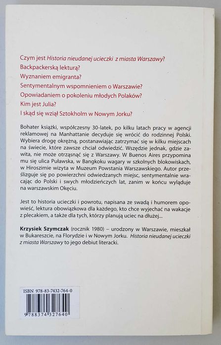 Historia nieudanej ucieczki z miasta Warszaway Krzysiek Szymczak