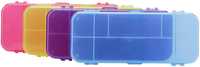 Kolorowy plastikowy piórnik szkolny (róż/niebieski/fiolet/żółty)