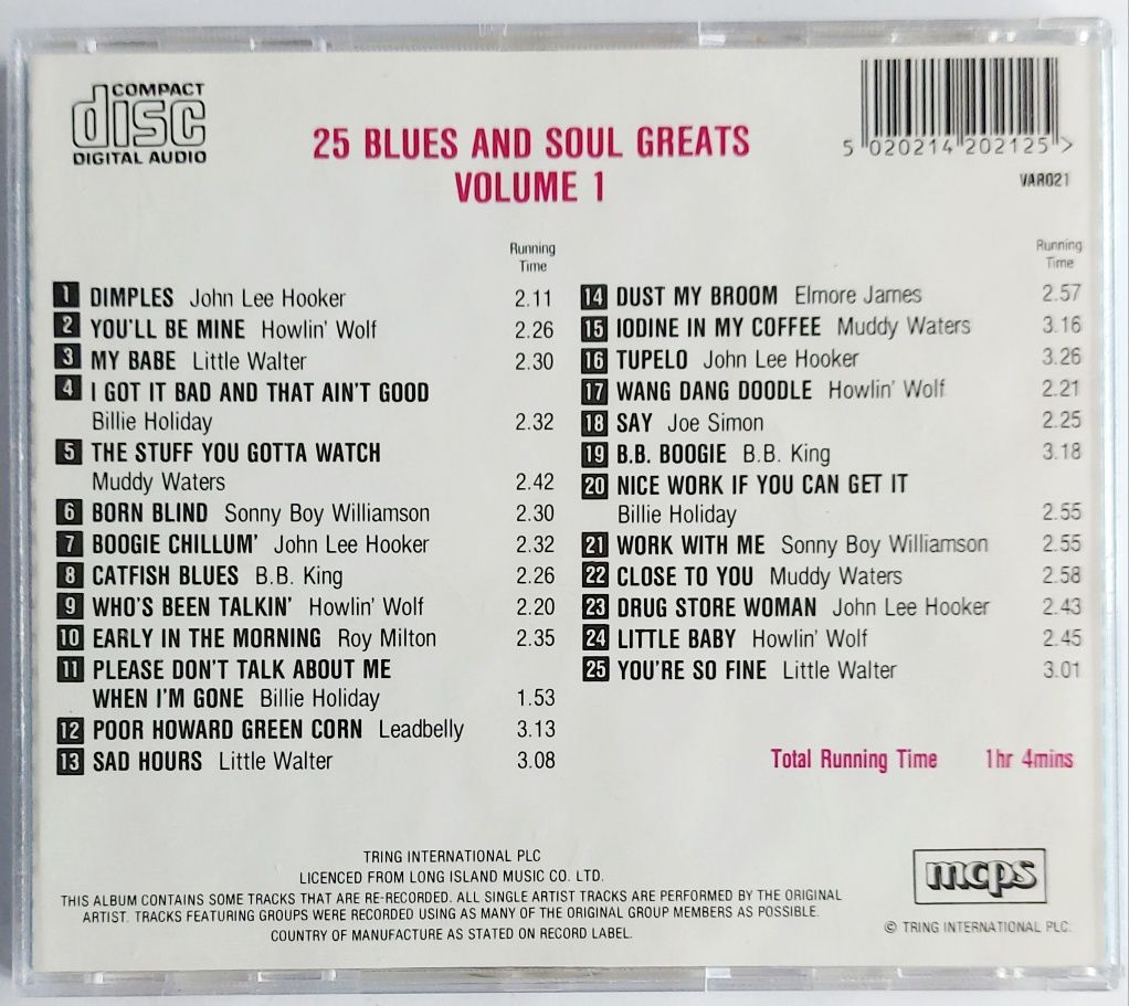 25 Blues N Soul Greatest vol.1 John Lee Hooker Billie Holiday Muddy Wa