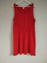 Czerwona, letnia sukienka na co dzień r. XL h&m