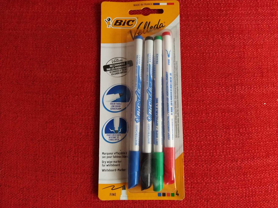 Conjunto de 4 Marcadores BIC de Quadro Branco ponta fina