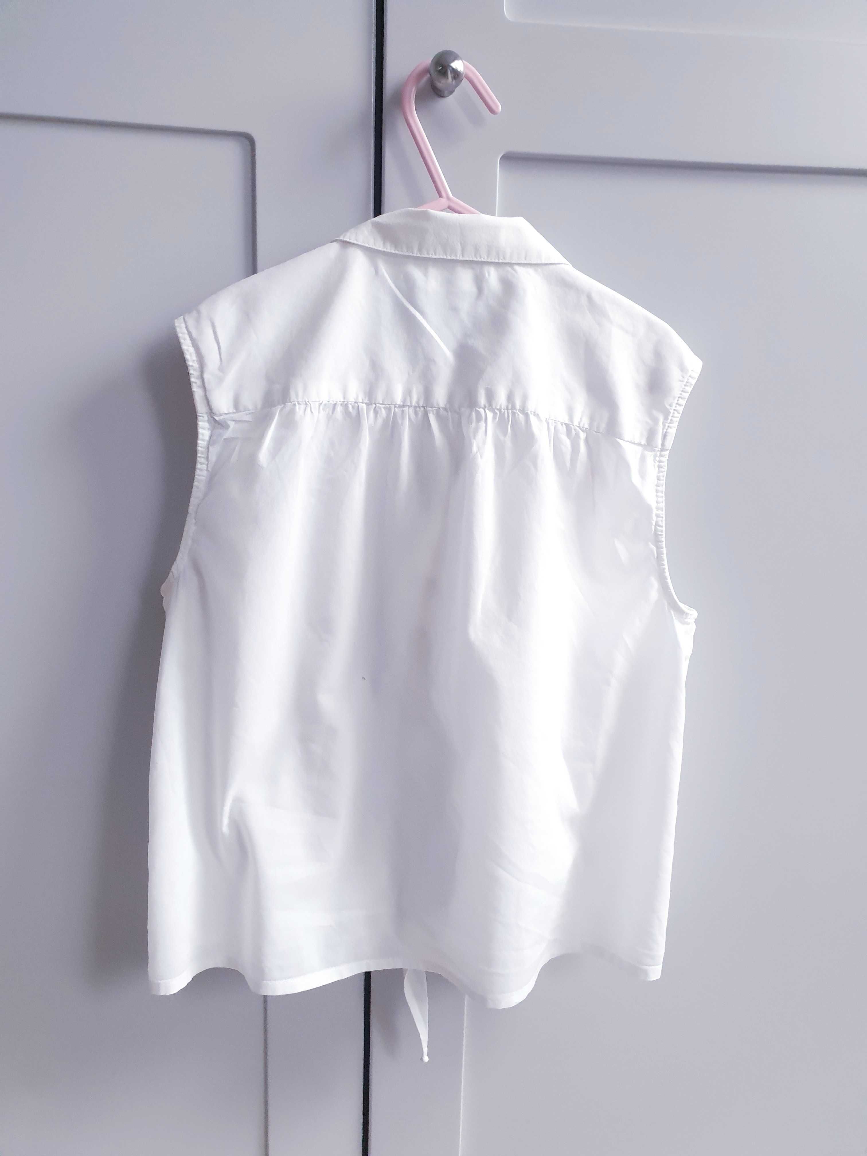 Biała bluzka koszula haftowana flamingi Next 134 140