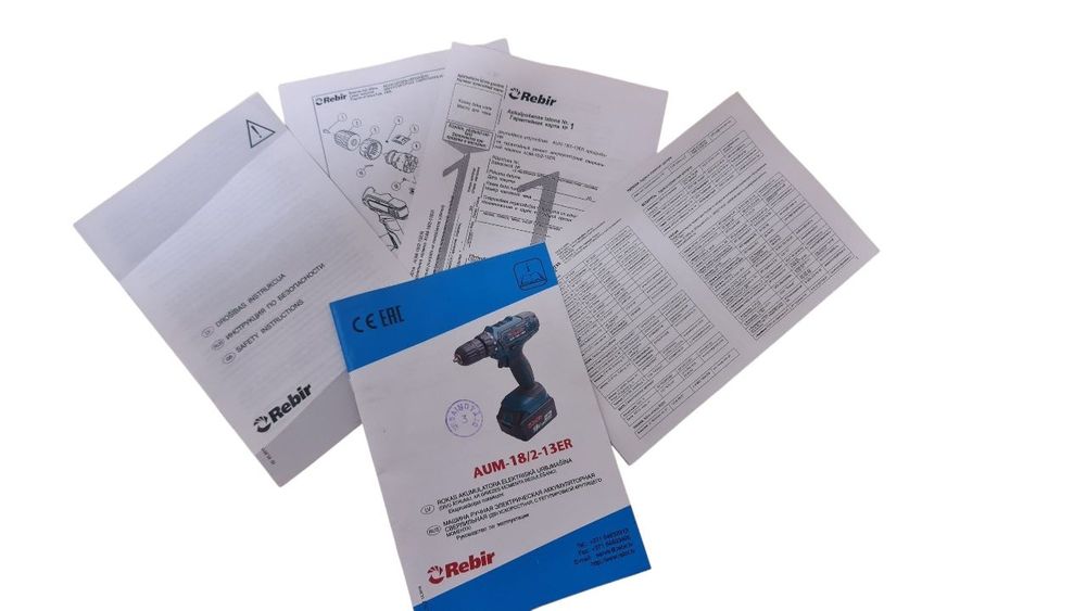 Шуруповёрт Rebir AUM-18/2-13ER, аккумуляторный, 18 В, новый