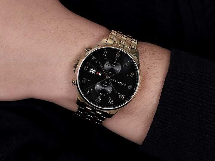 NOWY Zegarek męski Tommy Hilfiger - ZŁOTY CZARNY - Okazja