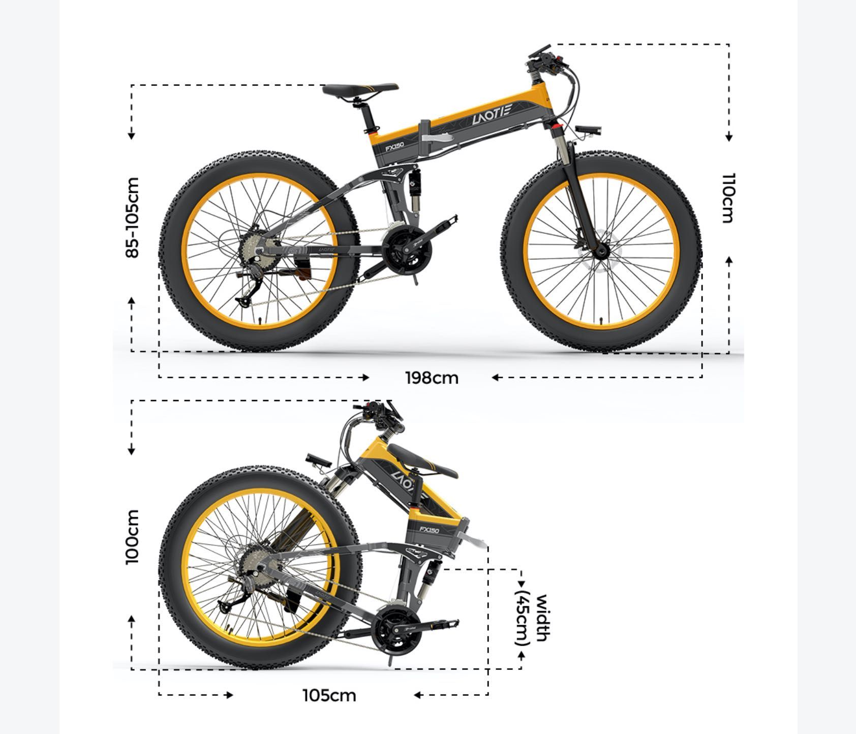 Bicicleta elétrica dobrável 1500 W (100 km) **nova**