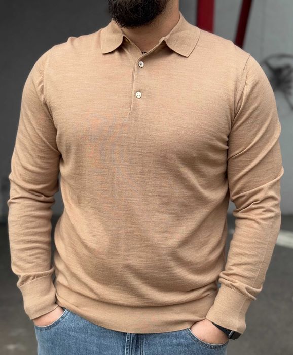 Чоловічі брендові поло з довгим рукавом