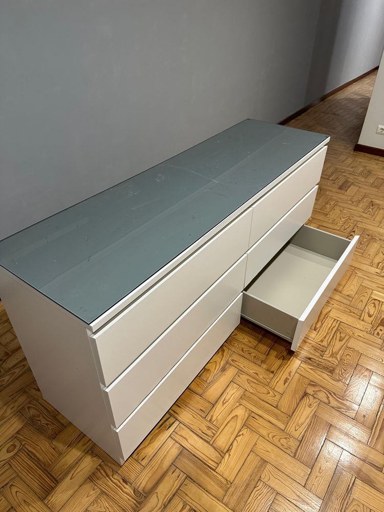 Cómoda c/6 gavetas, branco, 160x78 cm