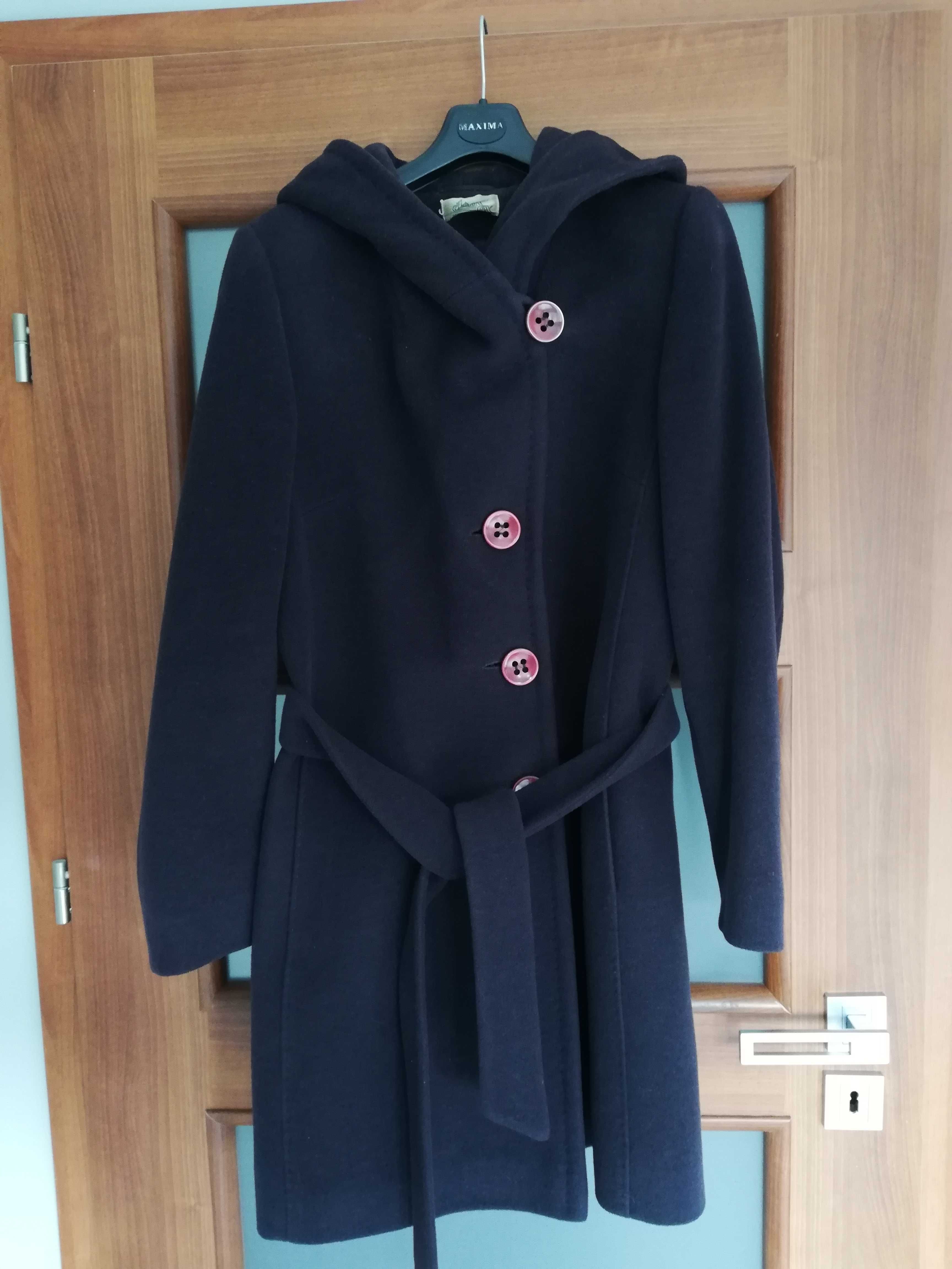 Getex kurtka zimowa przejściowa płaszcz z kapturem moher wełna 38 40