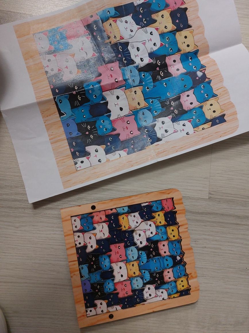 Puzzle drewno koty