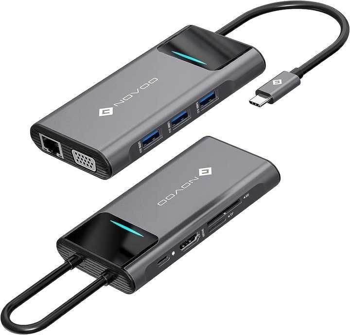 HUB USB-C adapter 9 W 1 stacja dokująca NOVOO