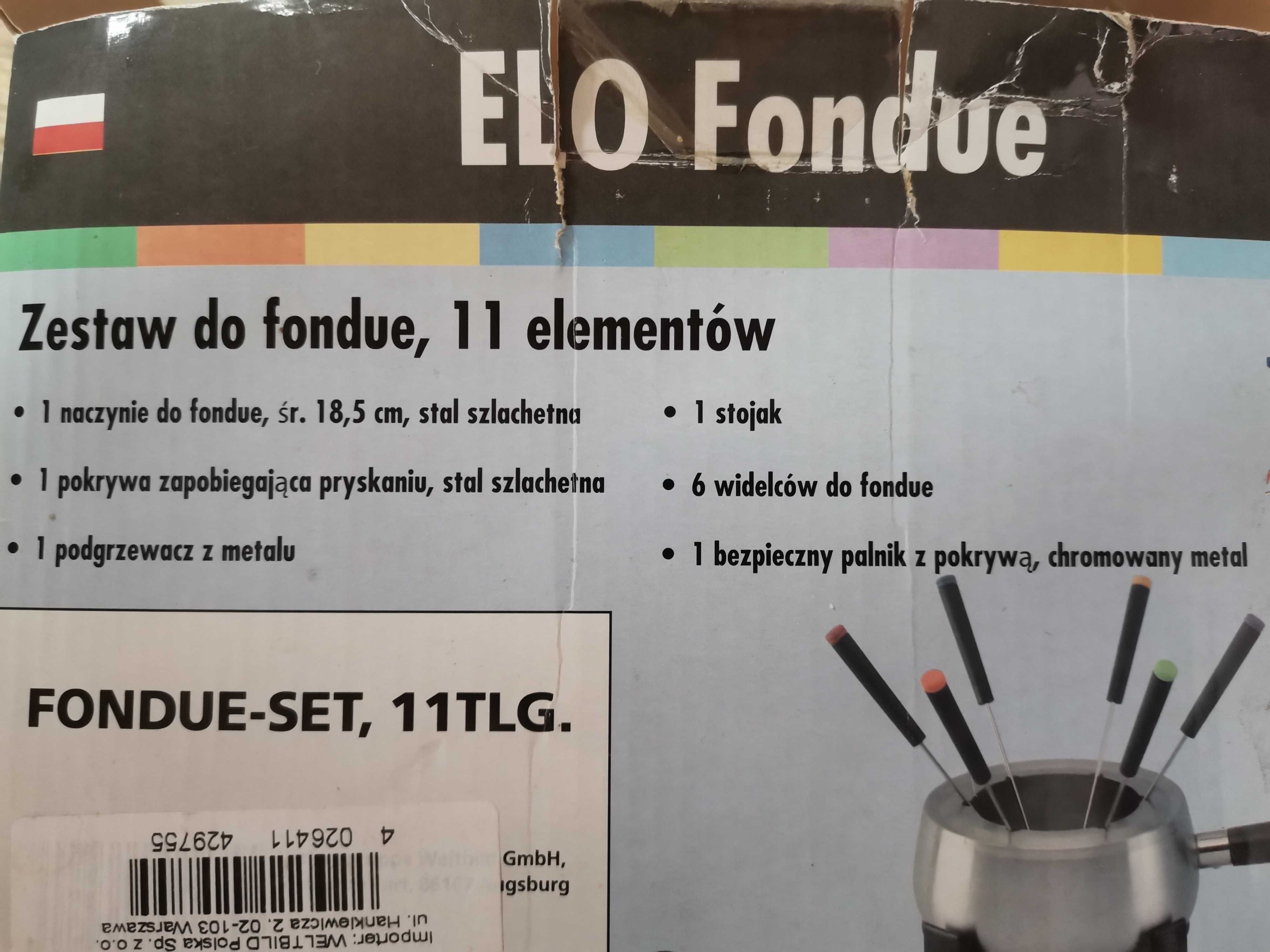 Duży zestaw do fondue dla 6 osób stał szlachetna