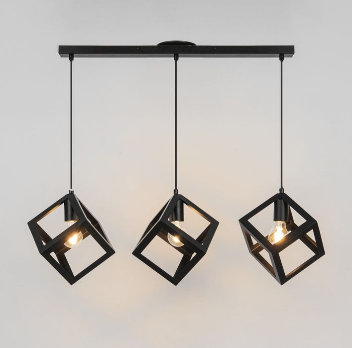 Lampa wisząca sufitowa żyrandol czarny loft 3 pkt