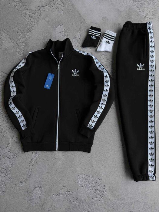 Чоловічий спортивний костюм Adidas зимній на флісі комплект [S-XXL]