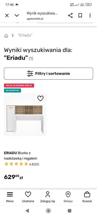 Biurko z nadstawką i szafką ERIADU - jak NOWE