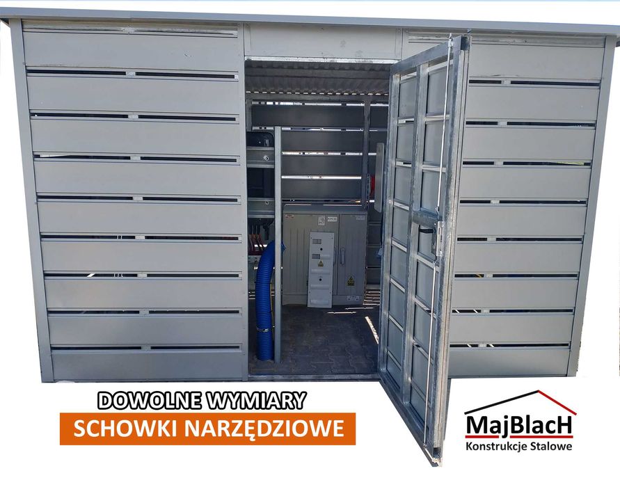 BIAŁA Wiata Śmietnikowa Magazyn ŚMIETNIK  Blaszany Schowek - Maj-Blach