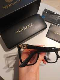 Versace nowe oprawy korekcyjne okulary czarne złote unisex 3243 55