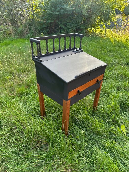 Drewniana komoda stary sekretarzyk czarny drewno tekowe Teak