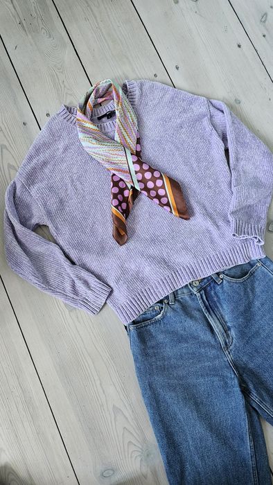 Jesienny sweterek sweter fioletowy lila S 36