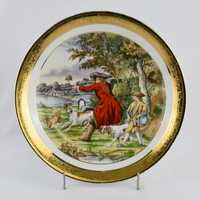 Grande prato fundo, cena de caça de JRoubinet, porcelana T. Limoges