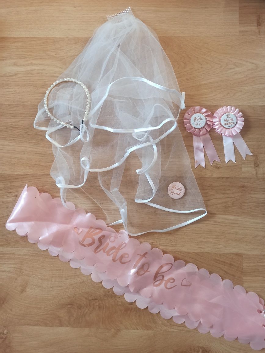 Wieczór panieński szarfa Bride to be ozdoby akcesoria welon