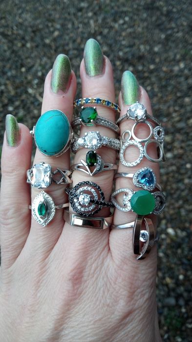 Срібні колечка 925 проба. Містік топаз,раух топаз, опал