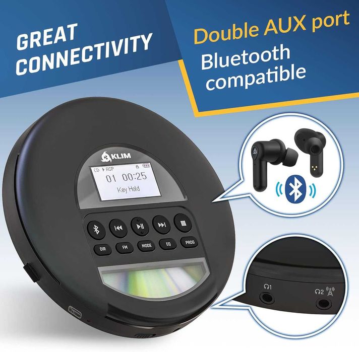 Discman Przenośny odtwarzacz CD KLIM Nomad Bluetooth MP3 CD CZARNY