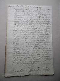 Documento Francês do Ano 1759  (Séc. XVIII)