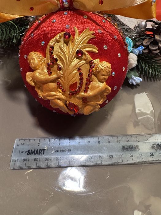 Набір оксамитових ялинкових прикрас ручної роботи