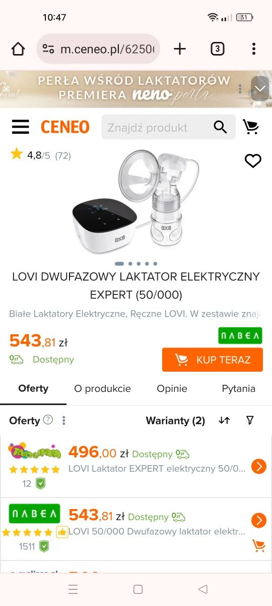 Laktator elektryczny dwufazowy Lovi