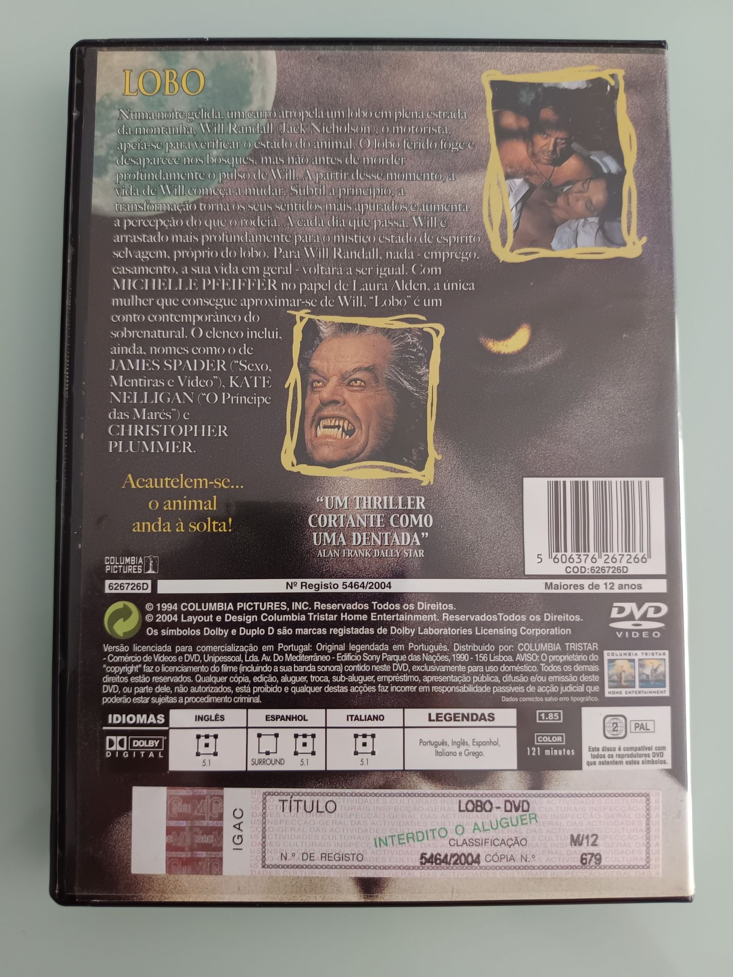 DVD o lobo.     .