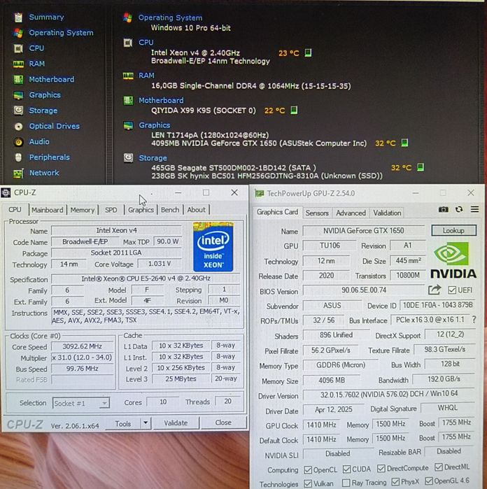 PC Gamer Core  i7 6950 3,4ghz+GTX 1650 SUPER 4gb+16gb+740gb SSD