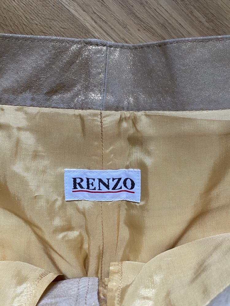 Designerskie spodnie Renzo ze złoconej skory