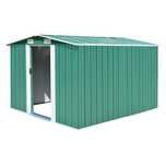 Abrigo de jardim em metal verde com portas de correr — 257x298x178 cm