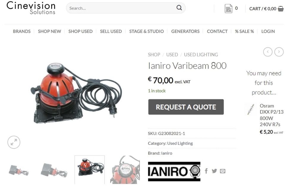 Світло студійне. Студийный свет Ianiro Varibeam 800