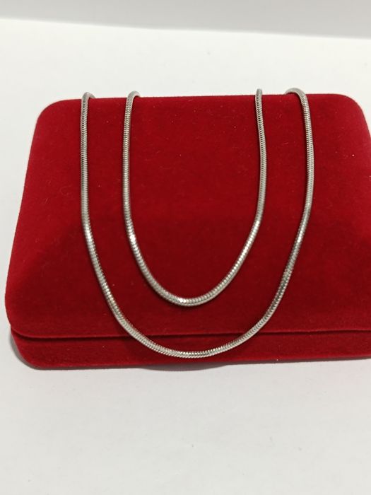 Srebrny łańcuszek splot żmijka okrągła dł.46cm, srebro próby 925