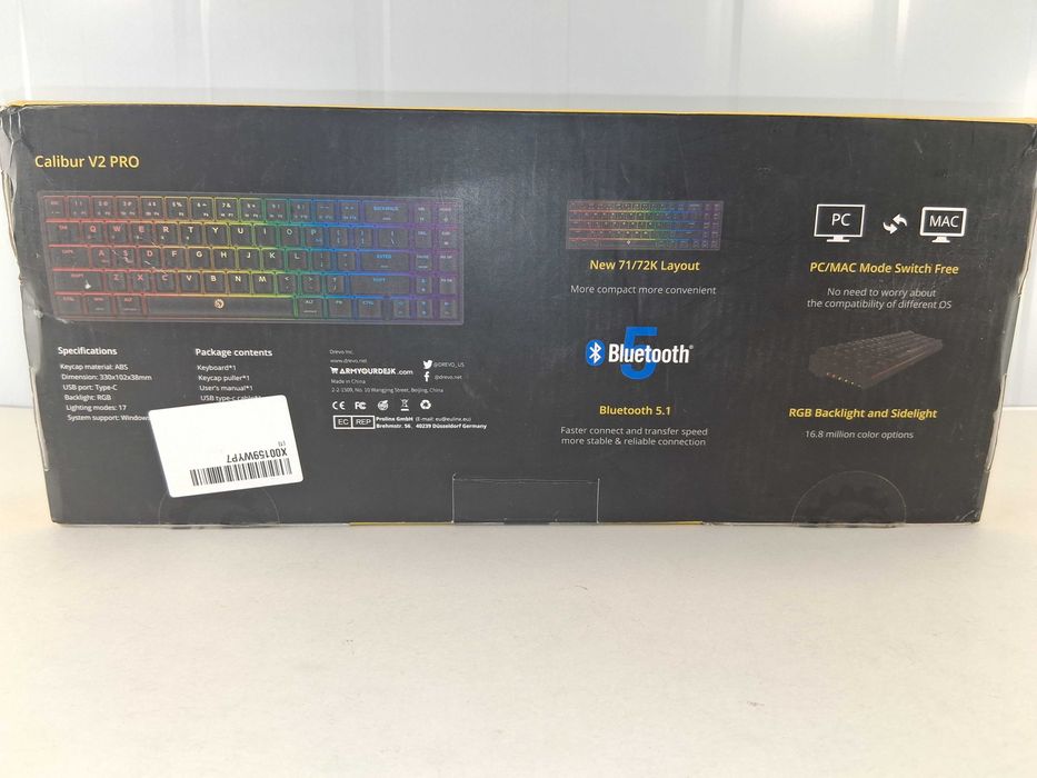 N215 Klawiatura Mechaniczna DREVO Calibur V2 PRO Bluetooth RGB PC MAC