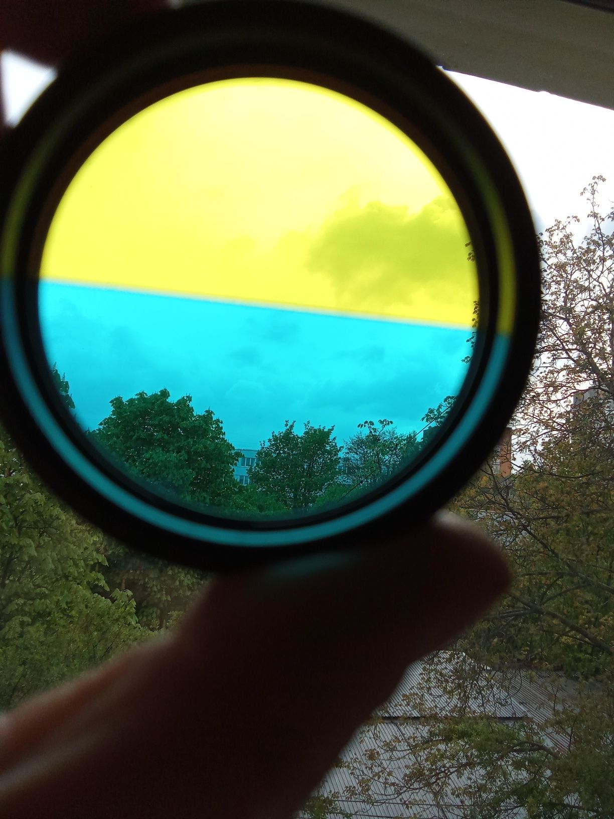 filtr światła do obiektywu. żółty niebieski 52×075 radziecki