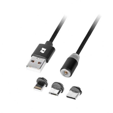 Cabo USB magnético 3-em-1 Lightning/USB-C/micro-USB 1m – Fast Charge