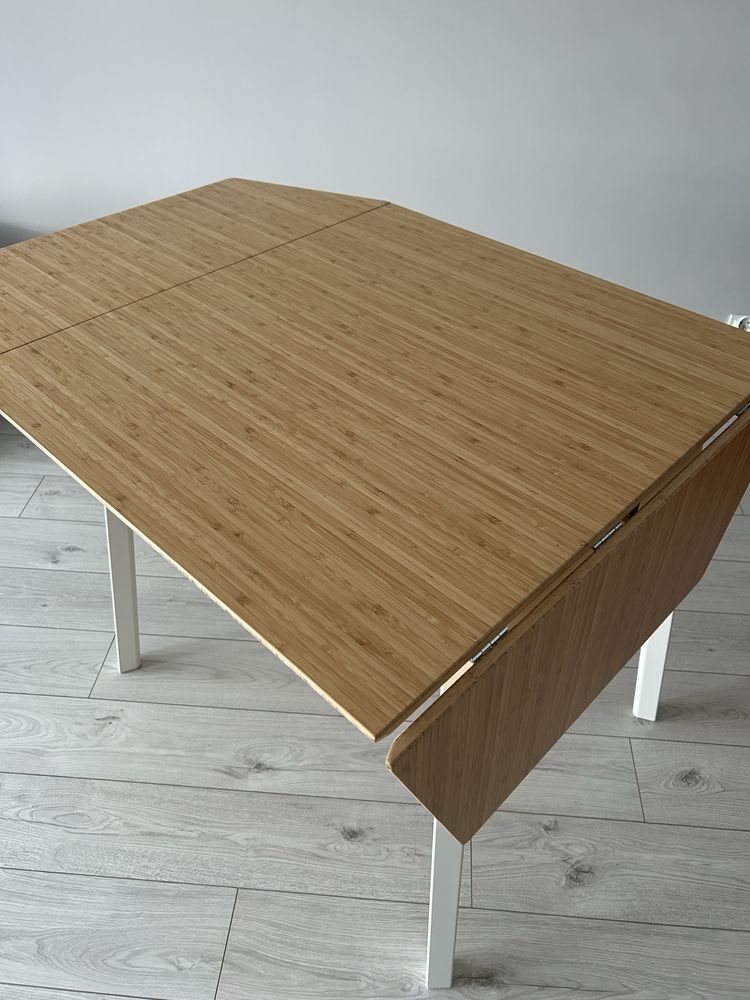 IKEA stół z opuszczanym blatem bambus / biały stolik