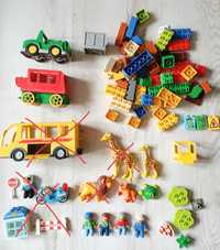 Lego Duplo jeep przyczepa zwierzęta żyrafa żółw ludziki cegiełki