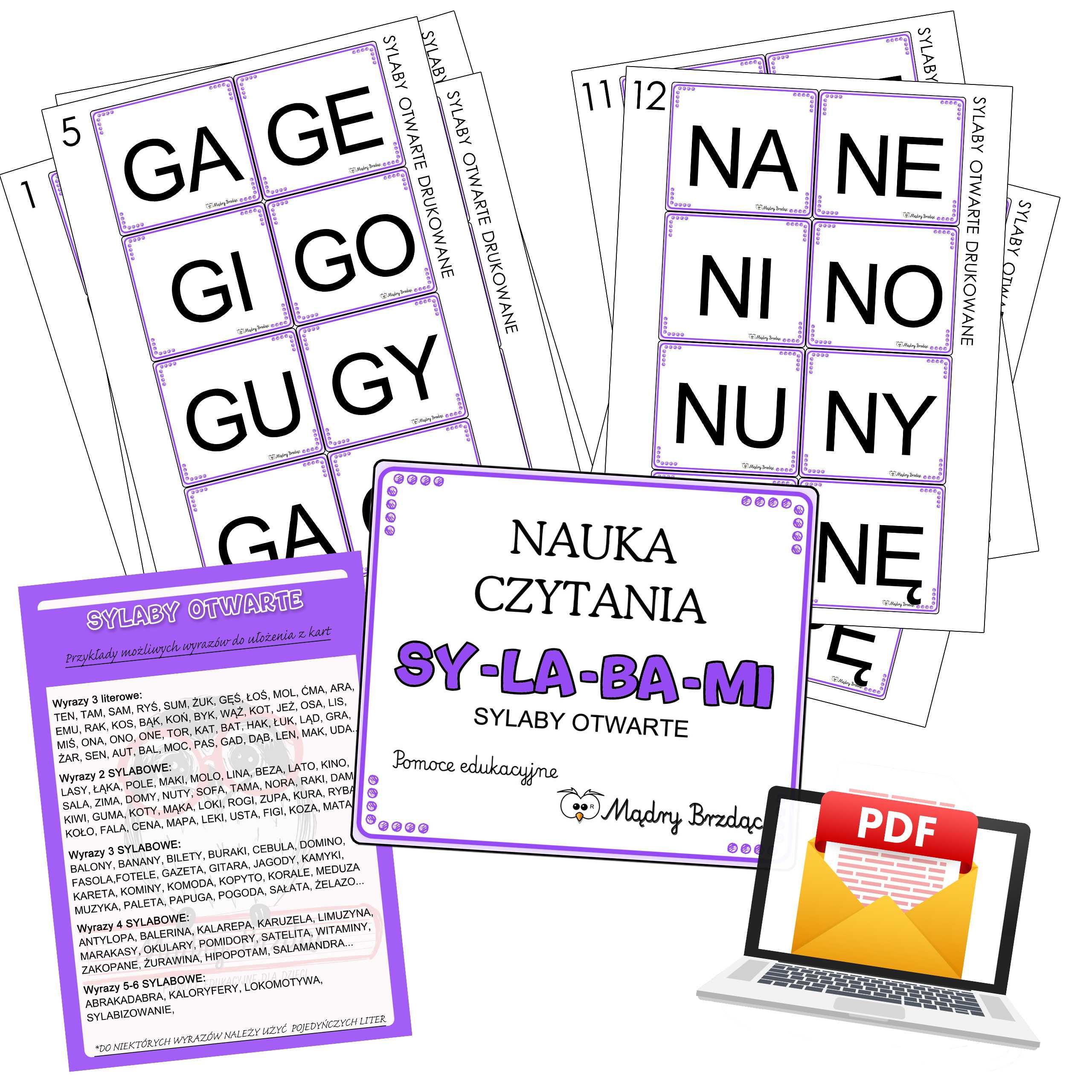 Plik PDF * SYLABY OTWARTE DRUKOWANE + ALFABET  nauka czytania sylabami