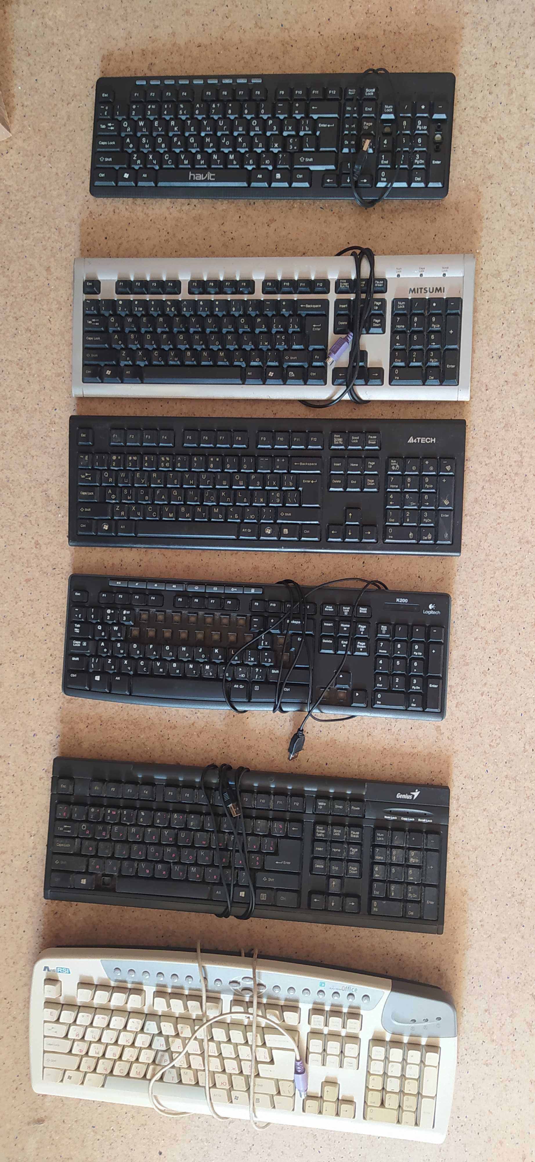 Клавиатуры на запчасти a4tech mitsumi tk105 havit Genius logitech 6 шт